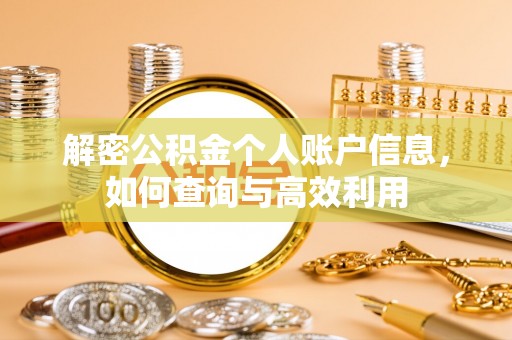 惠州解密公积金个人账户信息，如何查询与高效利用