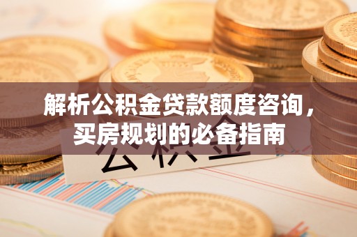 惠州解析公积金贷款额度咨询，买房规划的必备指南