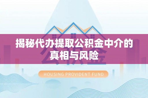 惠州揭秘代办提取公积金中介的真相与风险