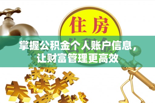 惠州掌握公积金个人账户信息，让财富管理更高效