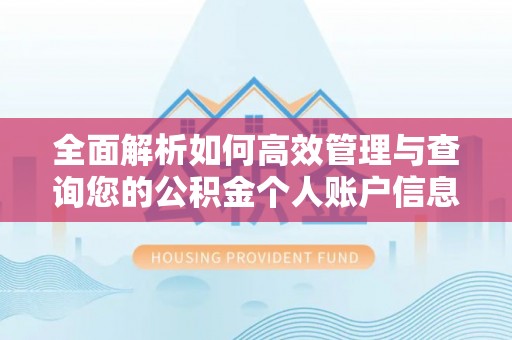 惠州全面解析如何高效管理与查询您的公积金个人账户信息
